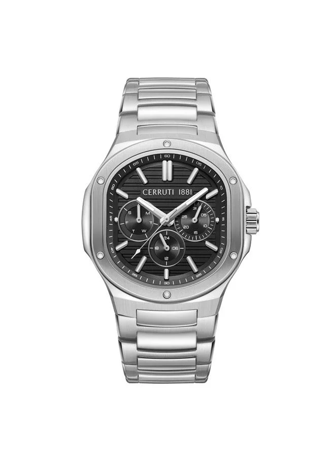 CERRUTI 1881 Trento Black Dial Stainless Steel Bracelet Multifunction Watch for Men, 40mm